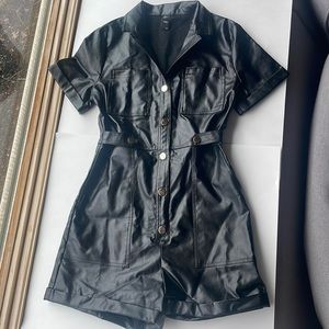 Cider Leather Collared Romper
